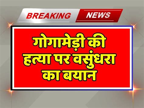 Former cm Vasundhara Raje statement on murder of Sukhdev Singh Gogamedi ...