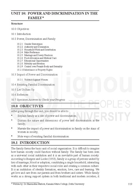 Unit-10 - Mmb - Power and Discrimination in The Family * Written by Dr ...