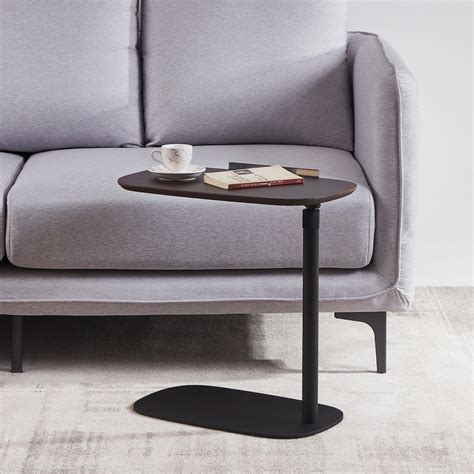 COZYMATIC Amarian C-Shaped Side Table, Wood Sofa Table with Adjustable ...