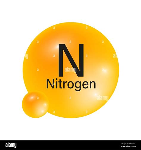 Nitrogen N icon. Yellow glossy sphere. Chemical element vector. Clean periodic table Stock ...