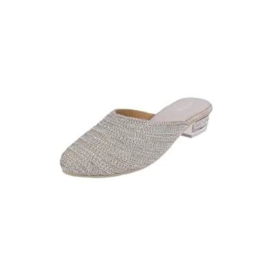 Buy Metro Women Silver Embellished Ethnic Mule Shoe UK/3 EU/36 (35-1491 ...