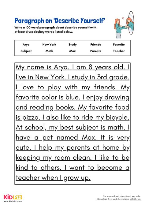 Paragraph on 'Describe Yourself' - Kidpid