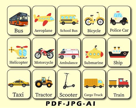 Transportation Flash Cards 的图像结果