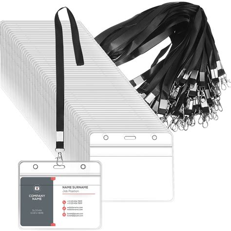 Buy Shappy 100 Pieces Clear Name Tags with Lanyard, Horizontal Name ...