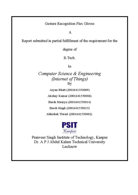 Mini project report format third year - Gesture Recognition Flex Gloves ...