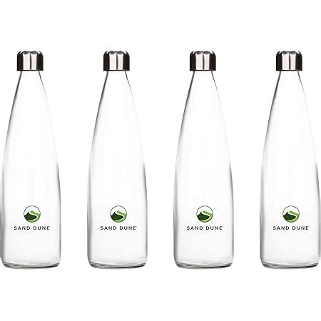 SAND DUNE Set of 4, 500 ml Each ROPP Glass water bottle, with Leak ...
