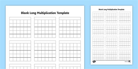 Blank Long Multiplication Template - Maths Resource - Twinkl