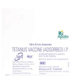 Bett Tetanus Vaccine 10x0.5 ml | Uses, Side Effects, Price | Apollo ...