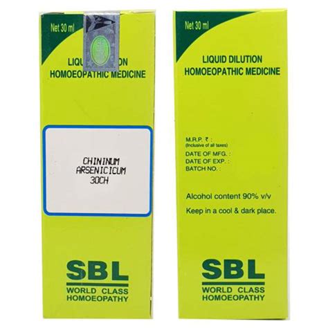 Buy SBL Chininum Arsenicicum 30 CH Dilution, 30 ml | 19 Minutes ...