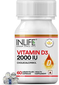 INLIFE Vitamin D3 Cholecalciferol Supplement for Men Women 2000 IU ...