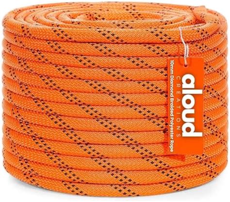 ALOUD CREATIONS 10mm Thick Diamond Braided Polyester Rope, 15 Meter/ 50 ...