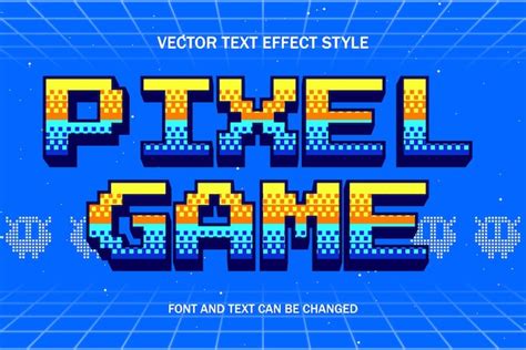 Pixel game art 3d editable text effect font style retro games template ...