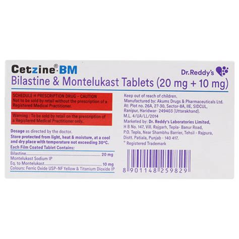 Cetzine-BM 20/10 Tablet | Uses, Side Effects, Price | Apollo Pharmacy