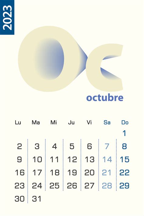 Minimalist calendar template for October 2023, vector calendar in ...