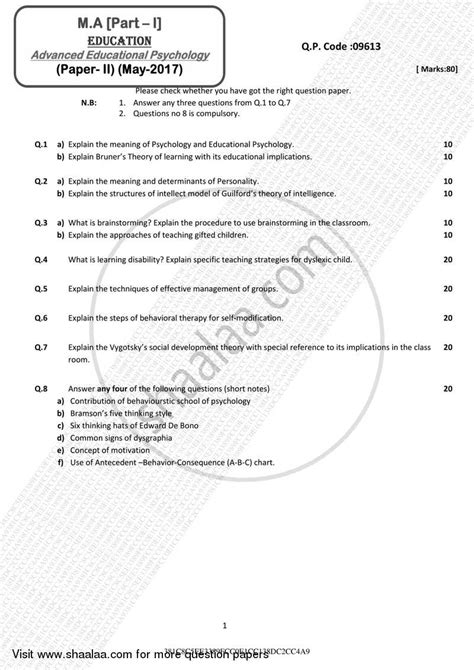 Advanced Educational Psychology 2016-2017 MA Education (IDOL ...