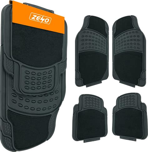 ZENO Car Mats 4 Piece Set | Car Mats Universal | Rubber & Carpet Car ...