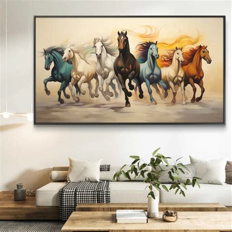 Buy Now 7 Running Horses Canvas Painting | Vastu Canvas Painting – The ...