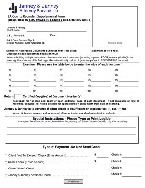 Fillable Online LA County Recorders Supplemental Form REQUIRED IN LOS ...