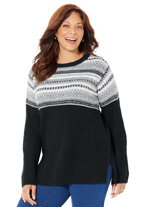 Catherines Women's Plus Size Fair Isle Pullover Sweater - Walmart.com