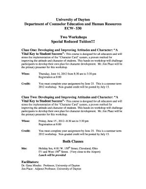 Fillable Online udayton 530 Two Workshops Special Reduced Tuition ...