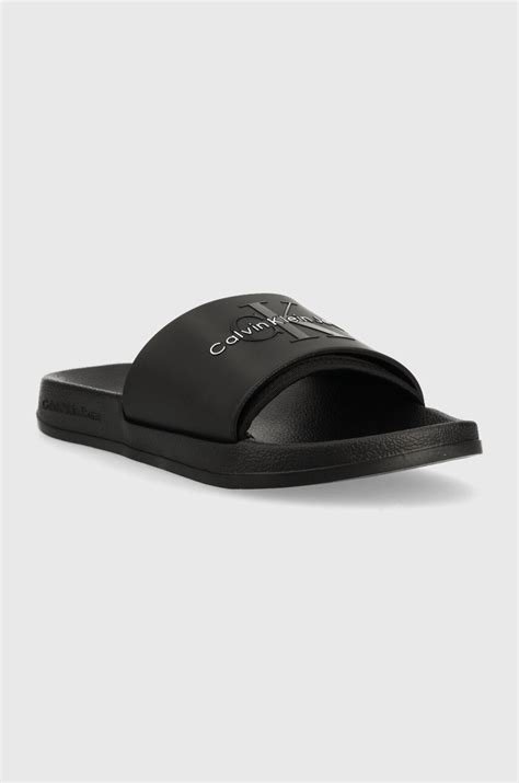 Calvin Klein Jeans klapki SLIDE MONOGRAM TPU damskie kolor czarny ...
