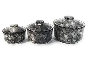 Buy Rks imporium Set of 3 Ceramic Serving Bowl with Lid Mixing Bowls ...