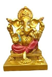 Buy HRIDISHA Flora Ganesh Sitting On Chair Showpiece (Gold) Polyresin ...
