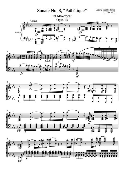 Piano Music Sheets - Piano Sonata No. 8 in C Minor - Opus 13 - First ...