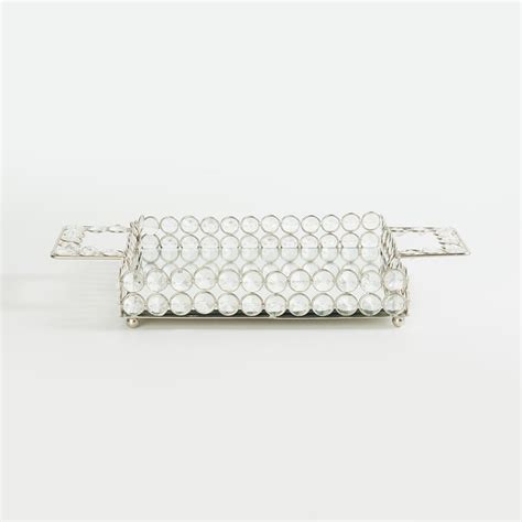 Buy Fiesta Metal Crystal Decorative Tray with Handles from Home Centre ...
