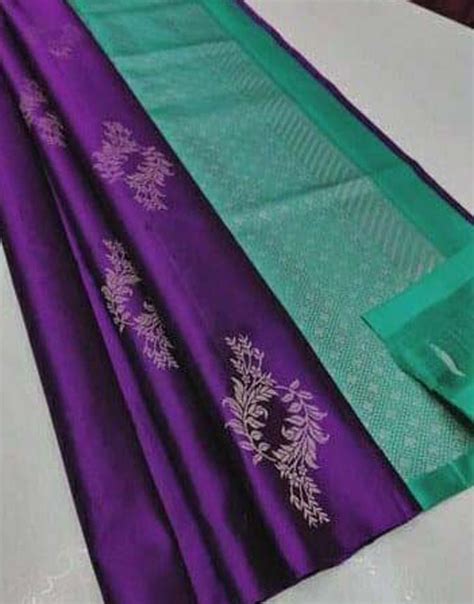 Purple & Sea Green Soft Silk Saree With Zari Weaving Work – Sareewave