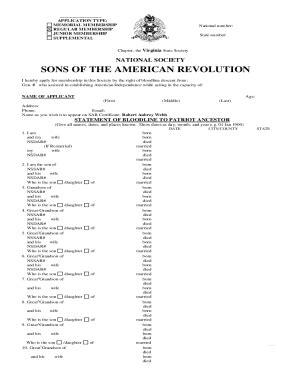 Fillable Online Application Forms: Washington SAR (Sons of the American ...