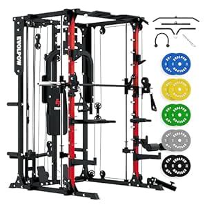 EVOLPOW M2A Smith Machine with LAT Pulldown, PEC Fly, Cable Crossover ...