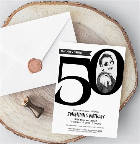 Look Whos 50, 50th Birthday Invite Digital, Canva Template Birthday ...