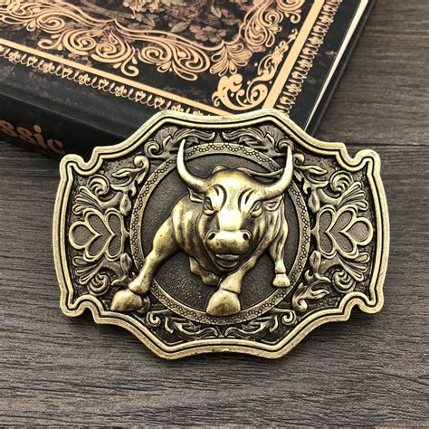 Buy QUKE Bronze Long Horn Bull Rodeo Western Cowboy Belt Buckle For Men ...