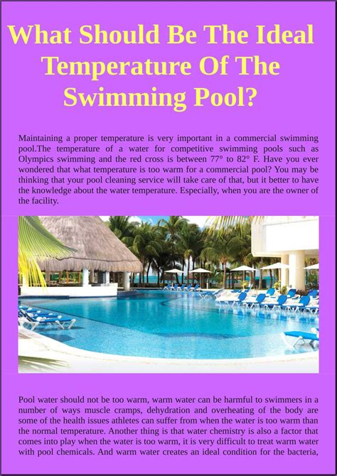 What Is A Good Water Temperature For A Swimming Pool at Donna Coppedge blog