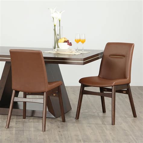 Buy New Valencia Set of 2 Faux Leather Dining Chairs - Brown from Home ...