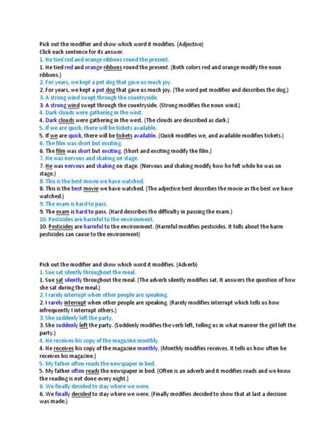 Image result for Modifiers Grammar Quiz