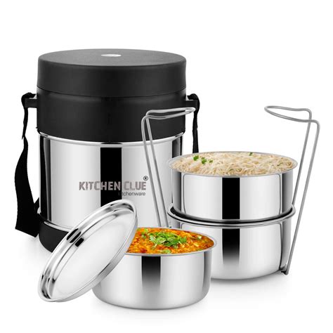 Buy KITCHEN CLUE PUF Insulated Lunch Box Set with 3 Compartments with ...