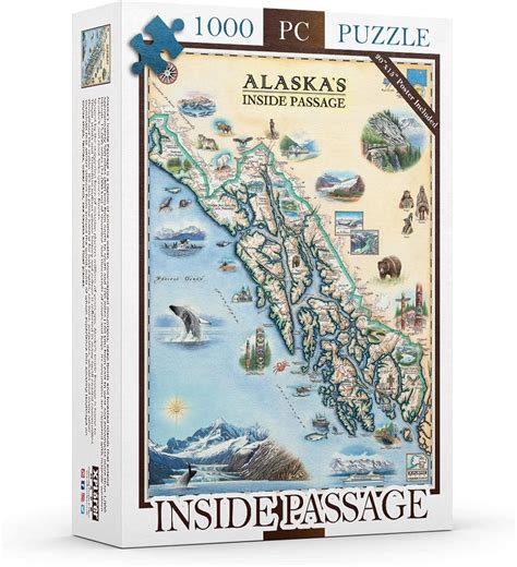 Buy Alaska Inside Passage Map Cardboard Jigsaw Puzzle - 1000 Pieces ...