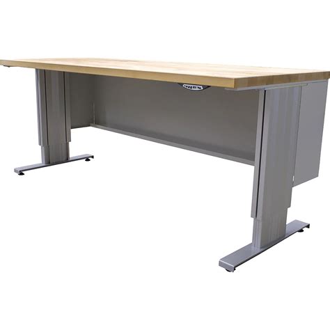 Electrically height adjustable workbench – ANKE: worktop depth 800 mm ...