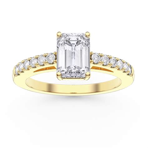 Unity 1ct Moissanite Emerald Cut Pave 10K Yellow Gold Engagement Ring ...