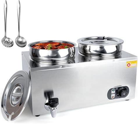Amazon.com: Electric Soup Warmer - Dual 7.4QT Stainless Steel Round Pot 86~185°F Adjustable Temp ...