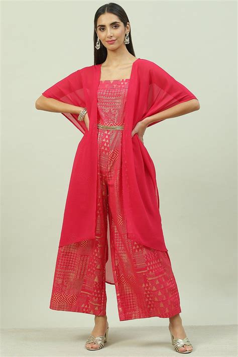 Buy Fuchsia Art Silk 2 Piece Set Online at Biba India