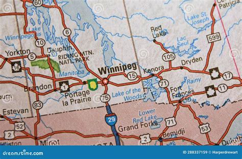 Map Image of Winnipeg, Manitoba, Canada Stock Image - Image of ...