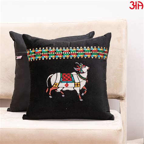 Elegant COW Embroidered Cushion Cover – Aawrun