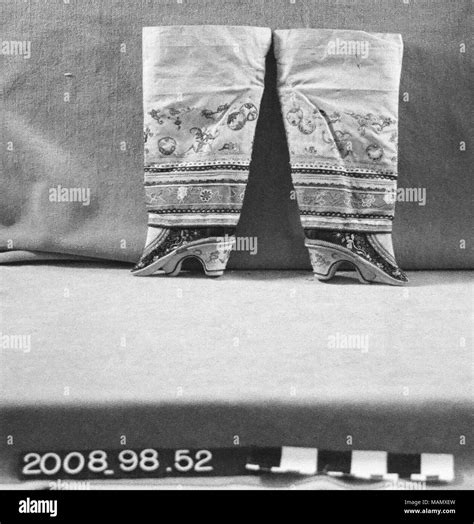 Pair of women's Chinese foot binding (lotus) shoes, heavily embroidered ...