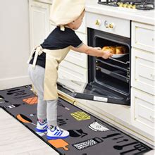 AAZEEM Abstract Kitchen Floor Mat & Runner with Anti Skid Backing (Grey ...