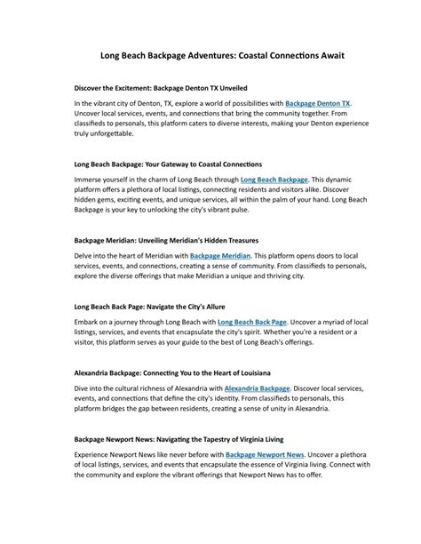 PPT - Long Beach Backpage Adventures: Coastal Connections Await ...