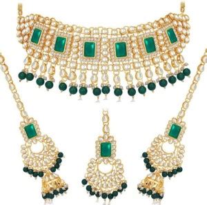 house of common Mother of Pearl Gold-plated Green Jewellery Set Price ...