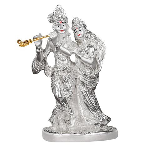Buy DIVINITI Radha Krishna Idol for Home Decor| 999 Silver Plated ...